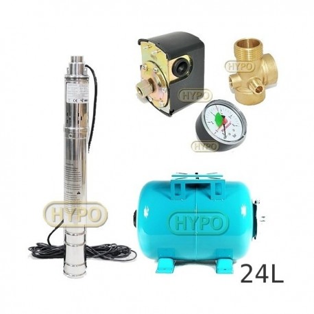Zestaw pompa 3SQIBO 0,75 IBO 230V zbiornik 24L poziomy