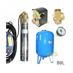 Zestaw pompa 4SKM100 230V IBO zbiornik 80l pionowy