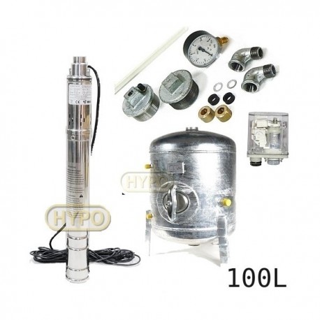 Zestaw pompa 3SQIBO 0,75 IBO 230V zbiornik ocynkowany HYDRO-VACUUM 100L pionowy