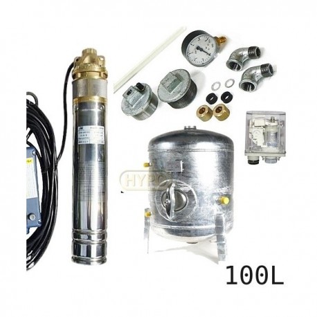 Zestaw pompa 4SKM150 230V IBO zbiornik ocynkowany HYDRO-VACUUM 100L pionowy
