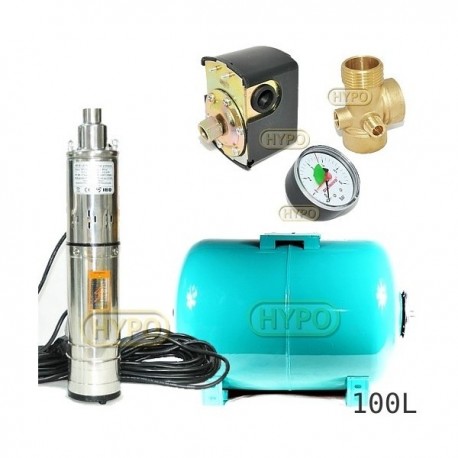 Zestaw pompa 3,5SCR1,8-50-0,5 230V IBO zbiornik 100L poziomy