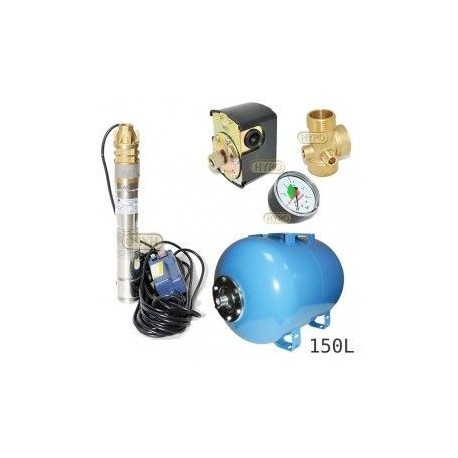 Zestaw pompa 3SKM100 3' 230V OMNIGENA zbiornik AQUA-SYSTEM 150L poziomy