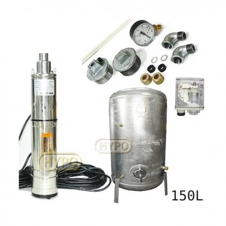 Zestaw pompa 3,5SCR1,8-50-0,5 230V IBO zbiornik ocynkowany HYDRO-VACUUM 150L pionowy