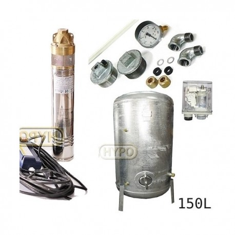Zestaw pompa 4SKM200 230V IBO zbiornik ocynkowany HYDRO-VACUUM 150L pionowy