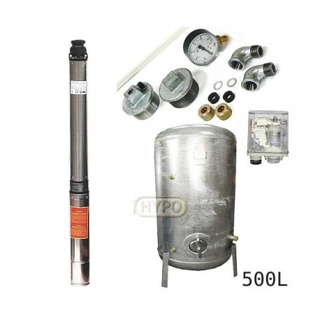Zestaw pompa 4SDm6-12 230V IBO zbiornik ocynkowany HYDRO-VACUUM 500L pionowy