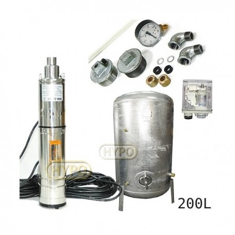 Zestaw pompa 3,5SCR1,8-50-0,5 230V IBO zbiornik ocynkowany HYDRO-VACUUM 200L pionowy