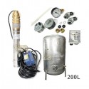 Zestaw pompa 3SKM100 IBO 230V zbiornik ocynkowany HYDRO-VACUUM 200L pionowy