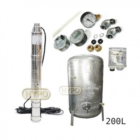 Zestaw pompa 3SQIBO0,55 IBO 230V zbiornik ocynkowany HYDRO-VACUUM 200L pionowy