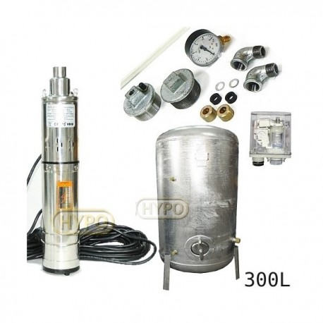 Zestaw pompa 3,5SCR1,8-50-0,5 230V IBO zbiornik ocynkowany HYDRO-VACUUM 300L pionowy