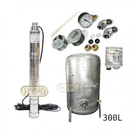 Zestaw pompa 3SQIBO 0,55 IBO 230V zbiornik ocynkowany HYDRO-VACUUM 300L pionowy