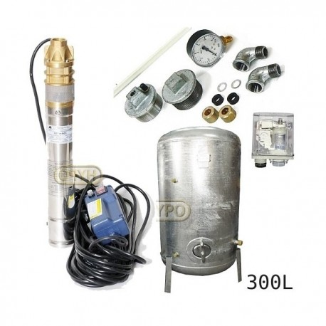 Zestaw pompa 3SKM100 230V OMNIGENA zbiornik ocynkowany HYDRO-VACUUM 300L pionowy