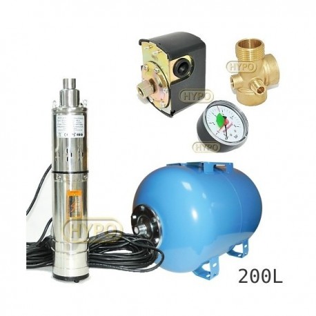 Zestaw pompa 3,5SCR1,8-50-0,5 230V IBO zbiornik 200L poziomy