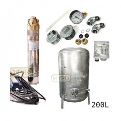 Zestaw pompa 4SKM200 230V IBO zbiornik ocynkowany HYDRO-VACUUM 200L pionowy