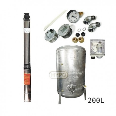 Zestaw pompa 4SD3-14 400V IBO zbiornik ocynkowany HYDRO-VACUUM 200L pionowy