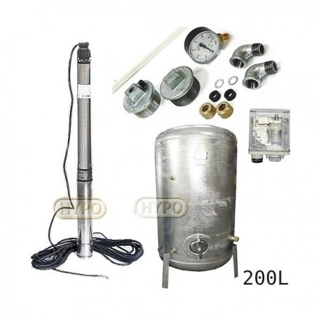 Zestaw pompa 3,5SCM3/25-1,8 230V IBO zbiornik ocynkowany HYDRO-VACUUM 200L pionowy