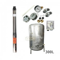 Zestaw pompa 4SDm3-18 230V IBO zbiornik ocynkowany HYDRO-VACUUM 300L pionowy