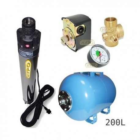 Zestaw pompa BHP 230V zbiornik AQUA-SYSTEM 200L poziomy
