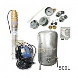 Zestaw pompa 3SKM100 IBO 230V zbiornik ocynkowany HYDRO-VACUUM 500L pionowy