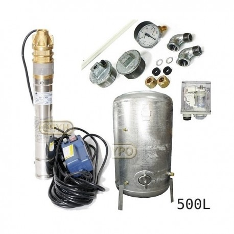 Zestaw pompa 3SKM100 IBO 230V zbiornik ocynkowany HYDRO-VACUUM 500L pionowy