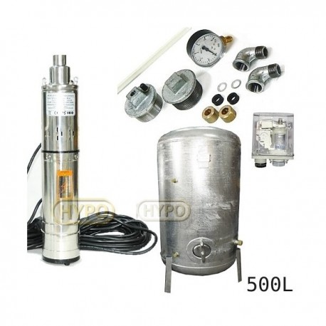 Zestaw pompa 3,5SCR1,8-50-0,5 230V IBO zbiornik ocynkowany HYDRO-VACUUM 500L pionowy