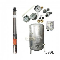 Zestaw pompa 4SD6-10 400V IBO zbiornik ocynkowany HYDRO-VACUUM 500L pionowy